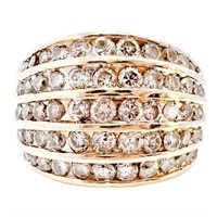 $5k 2 CT Diamond 5-Row Ring 14k Yellow Gold