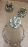CANDLE STICK HOLDERS AND LION TOWEL RING