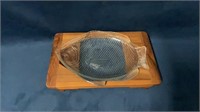 Vintage Fish Plate with Teak Base