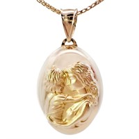 Mother & Child High Relief Pendant 14k Gold