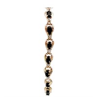 5 Carat Sapphire & Diamond Bracelet 10k Gold 7.5"