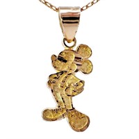 Diamond Cut Mickey Mouse Pendant 10k Yellow Gold