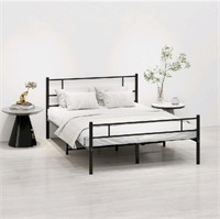 JUISSANO Metal Bed Frame with Headboard No Box Spr
