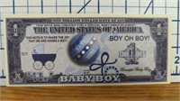 Baby boy million-dollar bank note