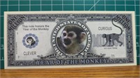 Year of the monkey million dollar banknote