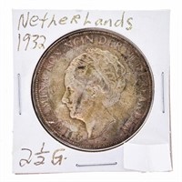 1932 Netherlands  2 1/2 G .5750 Silver