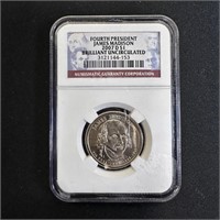 2007-D James Madison $1 Coin - NGC BU