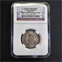 2007-D James Madison $1 Coin - NGC BU