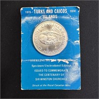 1974 Silver Turks & Caicos Islands 20 Crowns