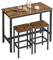 VASAGLE Table Set, Counter with Bar Chairs, Rustic