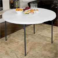 Commercial Fold-in-Half Round Table, 4 Feet, White