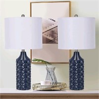 Ceramic Table Lamps Set of 2, Navy Blue, 25" H x 1