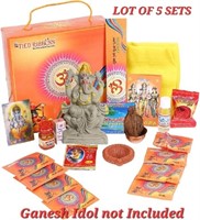 LOT OF 5 - TIED RIBBONS Ganesh Pooja samagri box,