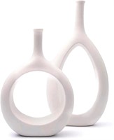 Samawi Modern Ceramic Vase (White, Set of 2)