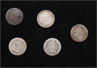 Lot Of Five Coins. 1853, 1887, 1891, 1882, 1858 Se