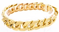 Gold Overlay/Stainless Steel Brush Link Bracelet 7