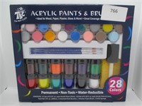 TBC Acrylyc Paints & Brush Set - 28 Colours