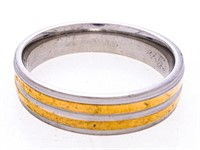 Stainless Steel Band Ring Size 12  Two Tone