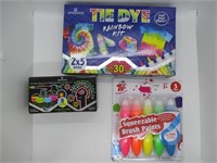 Lot of 3 Kids Tie Dye/Paint/Glow Arts&Crafts Sets