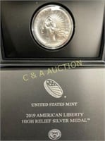 2019 2.5 TROY OZ SILVER HALF RELIEF LIBERTY MEDAL
