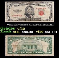 **Star Note** 1953B $5 Red Seal United States Note