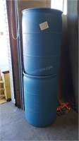 2 Plastic Barrels - 50 gallon