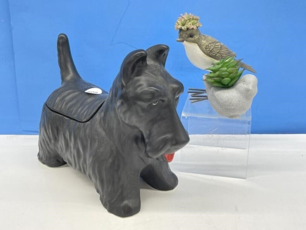 Ceramic Black Terrier Lidded Figurine Dish &