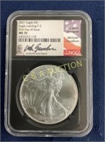 2021 MS70 SILVER EAGLE 1ST DAY OF ISSUE