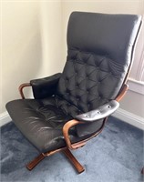 MCM SwedCan Leather Tuffed Swivel Armchair
