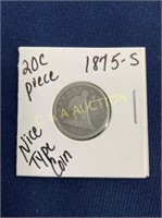 1875S 20C NICE TYPE COIN