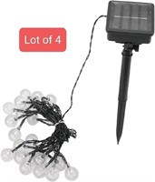 Lot of 4 - Solar String Lights, 20 LED IP65 Waterp