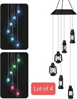 Lot of 4 - LED Solar-Powered Wind Chime with Colou