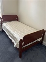 Vintage Wooden Single Bed, Frame & Mattress Set