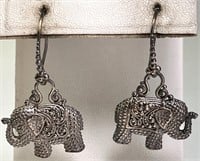 Vintage Sterling "SARDA" Elephant Earrings 8.5 Gr