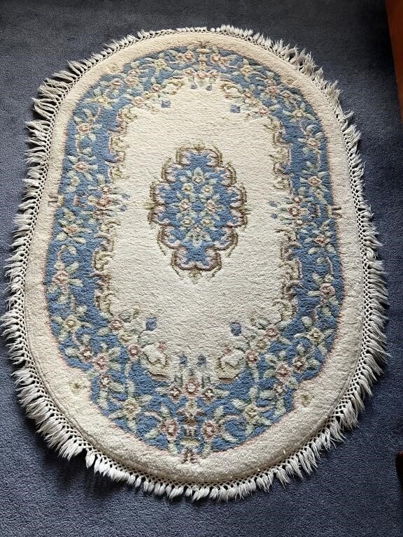 100% Wool Floral Oval Mat