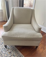DeBoer's Ecru Upholstered Sofa Armchair 1 of 2