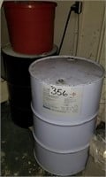 2 Empty 55 Gal Drums & a Red Bucket