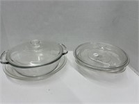 2 Glass Baking Dishes and Various Lids