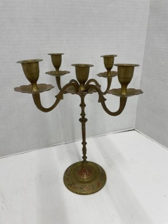 5 Candle Brass Candle Holder
