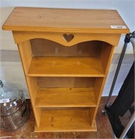 3 TIER PINE SHELF W/ HEART CUTOUT