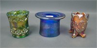 Lot of Three Carnival Glass Toothpick Holders