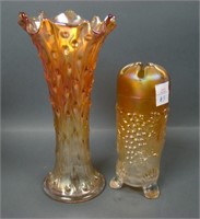 Two N'Wood Marigold Carnival Glass Items