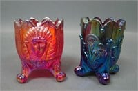 Two Carnival Glass Toothpick Holders