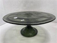 Green Glass Pedestal Cake Plate