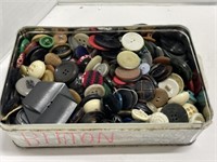 Tin With Sewing Buttons
