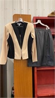 Velour jacket- size 14 & Black Leather skirt-