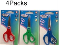 4Pack Of 3Pcs School Works Kids Scissors