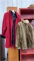 London Fog red winter coat - size XL & cheetah