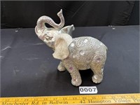 Silver Polystone Elephant Figurine