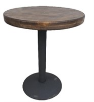 24in Wooden Table w Cast Iron Base